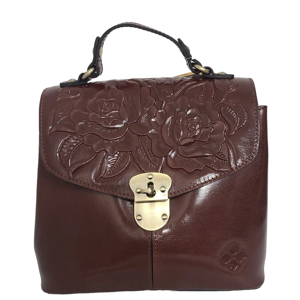 Patricia Nash Rich Brown Floral Satchel